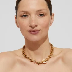 Adrian necklace acetate gold - Ivory