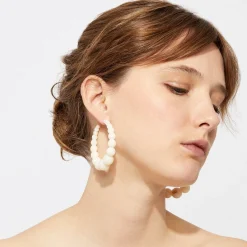 Andy hoop earrings acetate gold - White