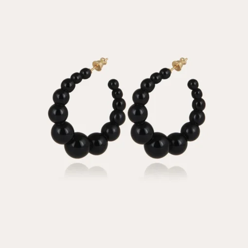 Andy hoop earrings small size acetate gold - Black