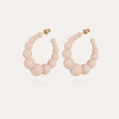 Andy hoop earrings small size acetate gold - Light pink