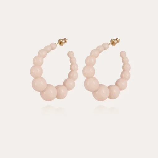 Andy hoop earrings small size acetate gold - Light pink