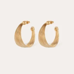 Arpa cabochons hoop earrings small size gold