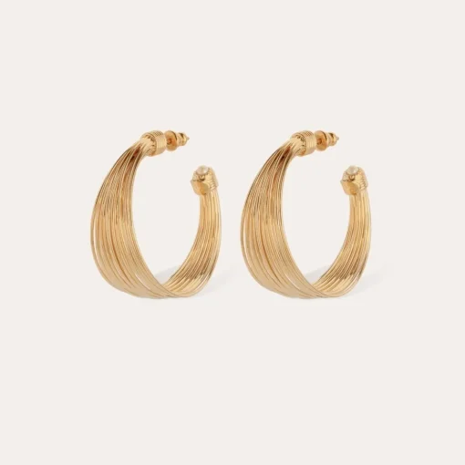 Arpa cabochons hoop earrings small size gold