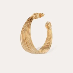 Arpa cabochons hoop earrings small size gold
