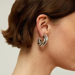 Atik hoop earrings small size silver
