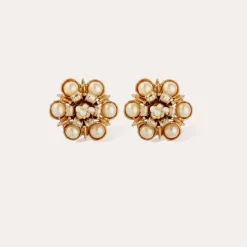 Augusta earrings gold - Cultured pearl