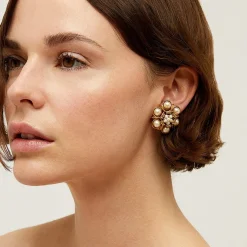 Augusta earrings gold - Cultured pearl