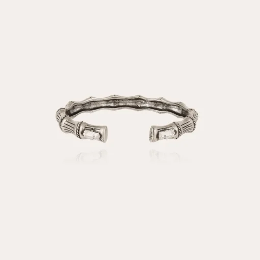 Bambou strass bangle bracelet silver