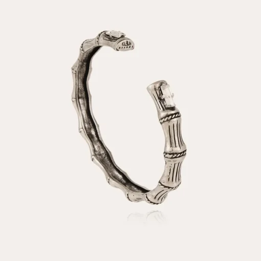 Bambou strass bangle bracelet silver