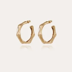 Bambou strass earrings small size gold