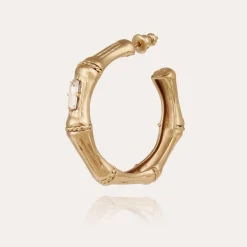 Bambou strass earrings small size gold