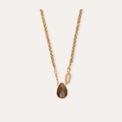 Billy necklace gold - Silicified wood