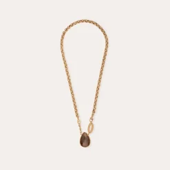 Billy necklace gold - Silicified wood