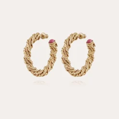 Bonnie cabochons hoop earrings gold