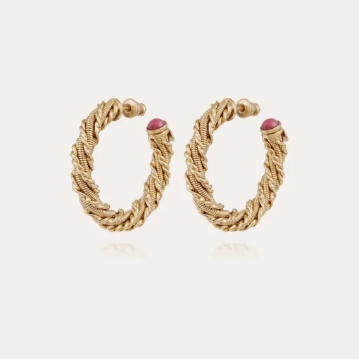 Bonnie cabochons hoop earrings gold