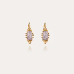 Boucles d'oreilles Serti Talisman petit modèle dorées - Améthyste