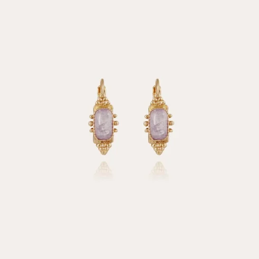 Boucles d'oreilles Serti Talisman petit modèle dorées - Améthyste