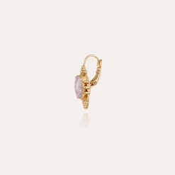 Boucles d'oreilles Serti Talisman petit modèle dorées - Améthyste