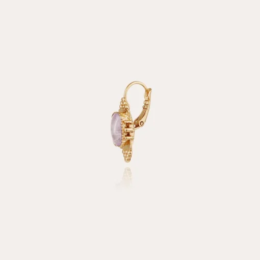 Boucles d'oreilles Serti Talisman petit modèle dorées - Améthyste
