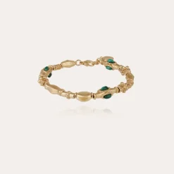 Bracelet Kali cabochons doré - Malachite
