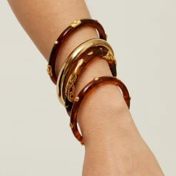 Caftan Bis Bracelet acetate gold - Brown