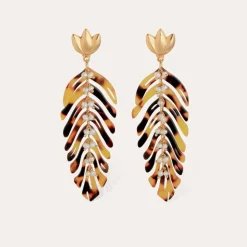 Cavallo earrings acetate gold - Tortoise