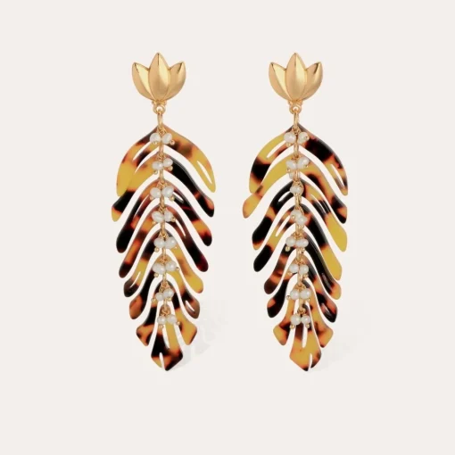 Cavallo earrings acetate gold - Tortoise