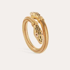 Cobra enamel bracelet gold