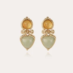 Colorado earrings gold - Yellow Hematoide & Fluorite