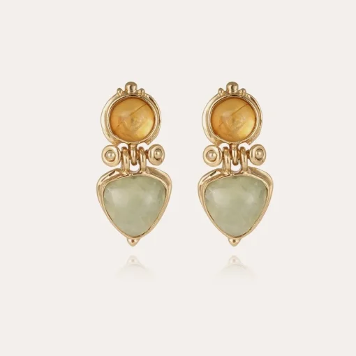 Colorado earrings gold - Yellow Hematoide & Fluorite