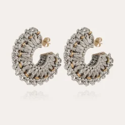 Crocus earrings raffia gold