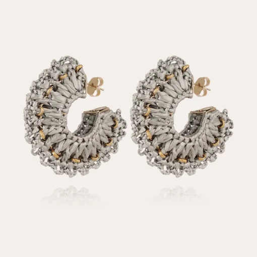 Crocus earrings raffia gold