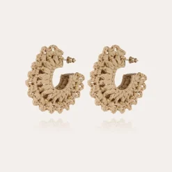 Crocus earrings raffia small size gold