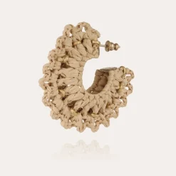 Crocus earrings raffia small size gold