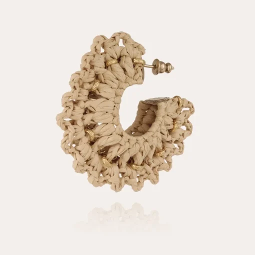Crocus earrings raffia small size gold