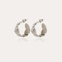 Cuore hoop earrings small size silver