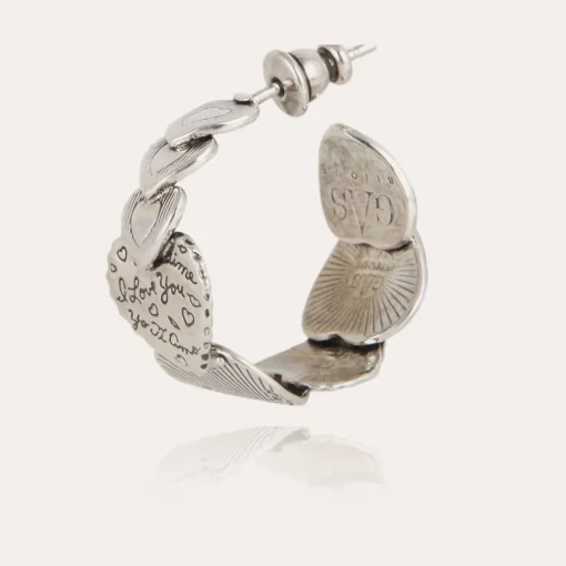 Cuore hoop earrings small size silver
