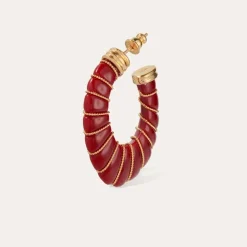 Cyclade earrings small size acetate gold - Red