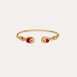 Duality large Scaramouche twist enamel bracelet gold