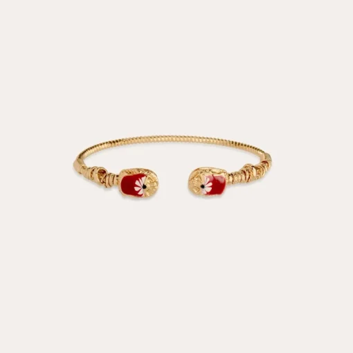 Duality large Scaramouche twist enamel bracelet gold