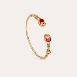 Duality large Scaramouche twist enamel bracelet gold