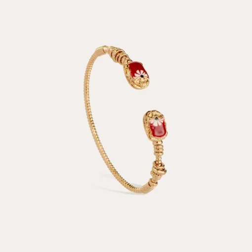 Duality large Scaramouche twist enamel bracelet gold