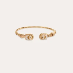 Duality large Scaramouche twist enamel bracelet gold
