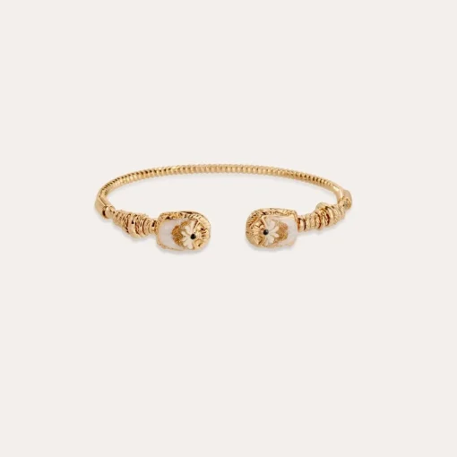Duality large Scaramouche twist enamel bracelet gold