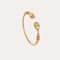 Duality large Scaramouche twist enamel bracelet gold