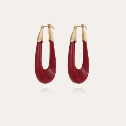 Ecume earrings acetate gold - Red