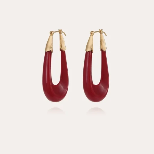 Ecume earrings acetate gold - Red