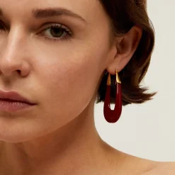 Ecume earrings acetate gold - Red