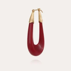 Ecume earrings acetate gold - Red