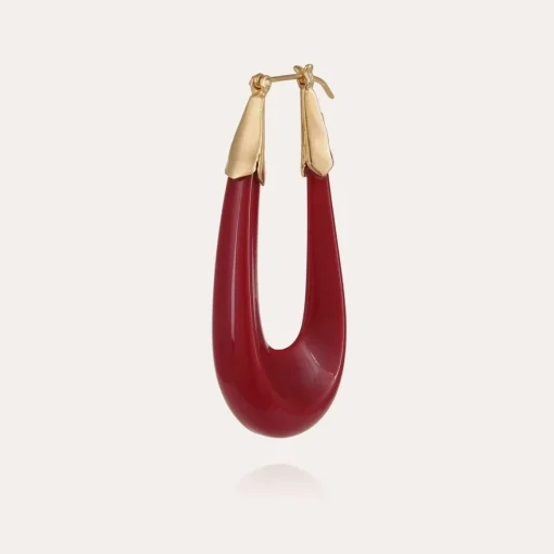 Ecume earrings acetate gold - Red